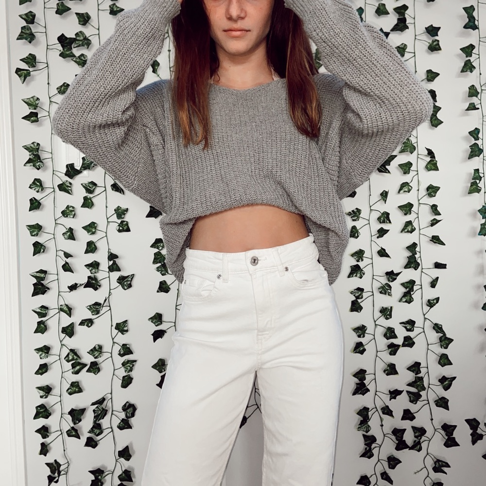 🔆Grey Knot in the back sweater